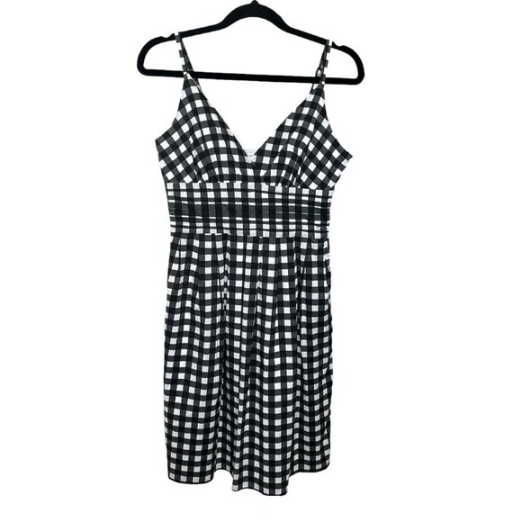 Banana Republic Black white Gingham Plaid Sundress Dress A-Line NWT Size 0 - Picture 3 of 11